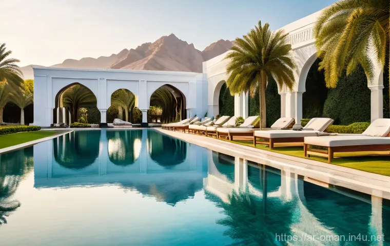 오만의 주요 호텔 및 숙박 시설 - Image Prompt 1: The Serene Luxury of The Chedi Muscat**