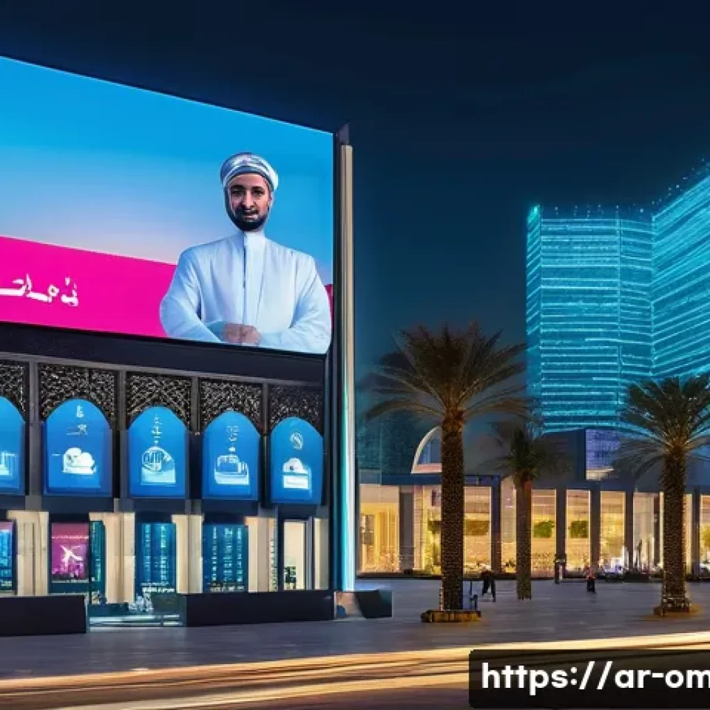 오만의 금융 서비스 산업 - A modern Omani urban financial district scene at dusk, showcasing sleek skyscrapers with illuminated...